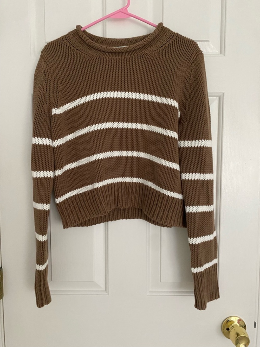 La Ligne Mini Marina Sweater tan and cream Striped Crewneck Sweater